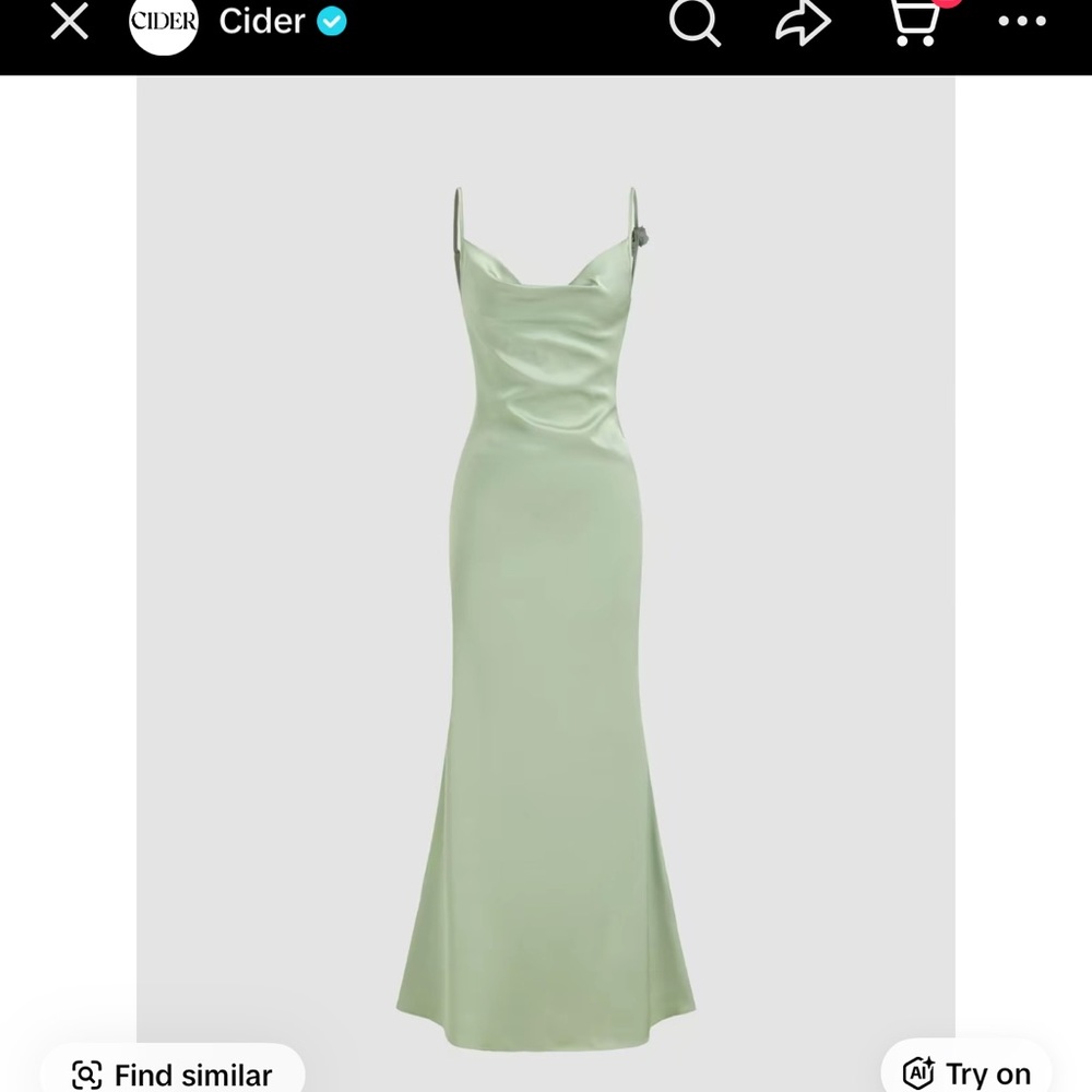 Satin Cowl Neck 3D Floral Ruched Mermaid Maxi Dress